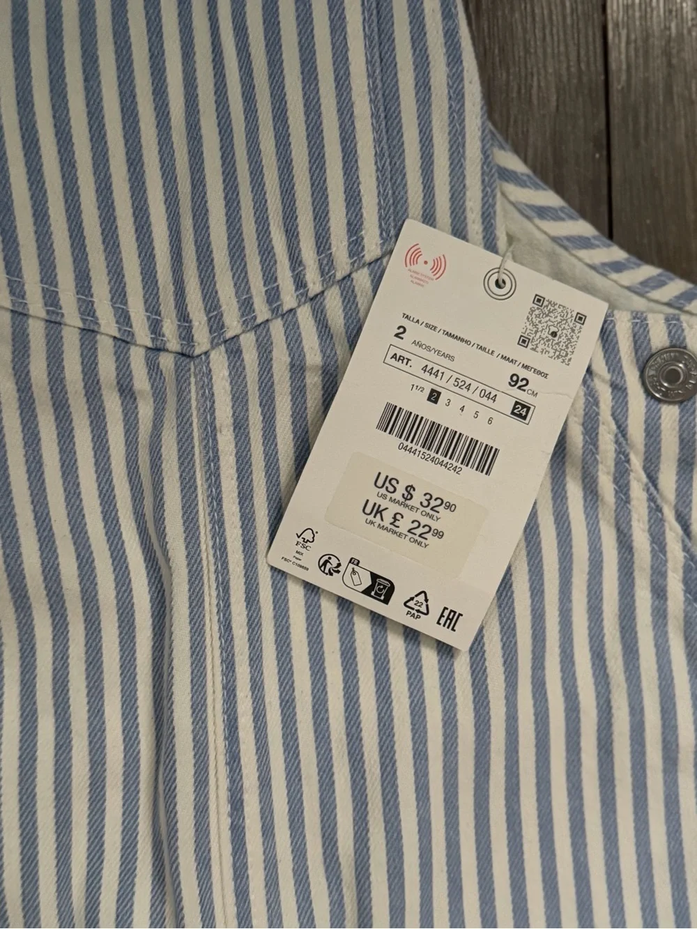 Zara Blue & White Striped Cotton Overalls